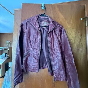 Sebby Red Leather Jacket Casual Style